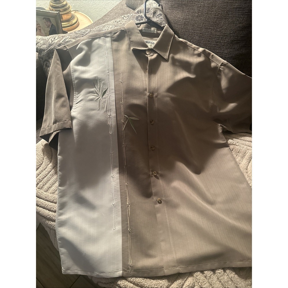 Bamboo Cay Embroidered "Bamboo"Hawaiian Tropical Aloha Shirt Mens L Large VTG
